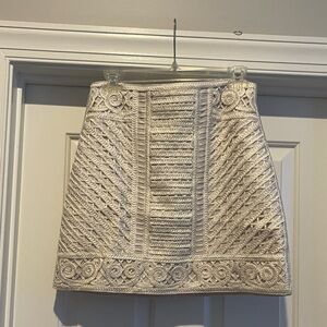 H&M Cream Textured Pencil Skirt